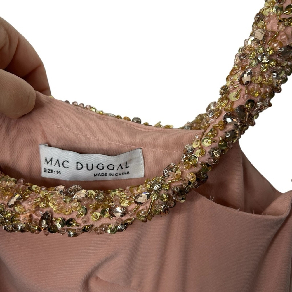 MAC DUGGAL 68163 Embellished Drop Shoulder Jersey Long Gown Dress Rose Pink 14 - Picture 8 of 14